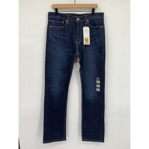 Levis 513 Jeans Mens 34x32 Blue Slim Straight Dark Wash Flex Stretch Denim NEW
